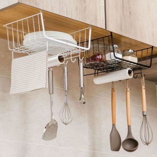ORGANIZADOR ESTANTE ALACENA COLGANTE 3 GANCHOS METALICO BLANCO