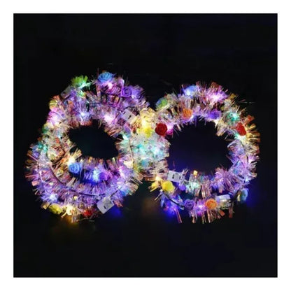 20 Vinchas Corona Flores Con Luz Cotillon Luminoso
