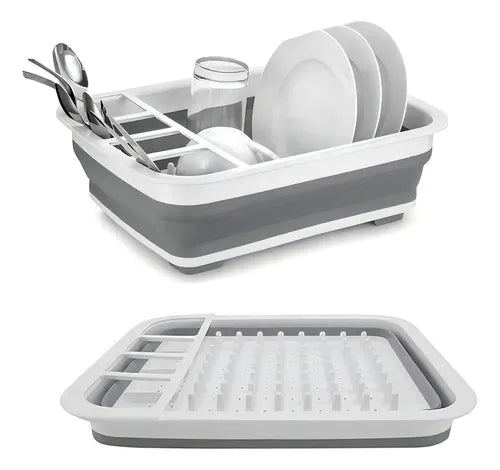Secaplatos Escurridor Silicona Plegable Cocina Gris