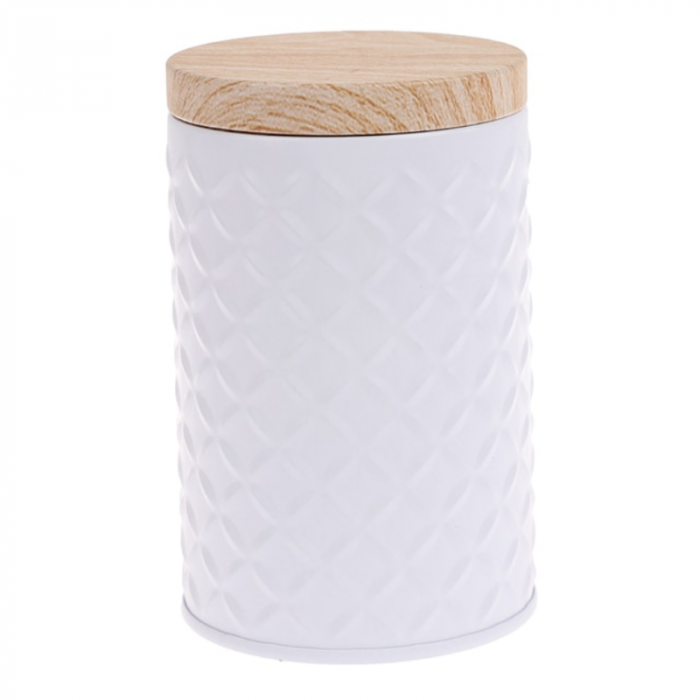 Cajita De Lata Almacenamiento Metal Sólido Organizador Decorativo Blanco