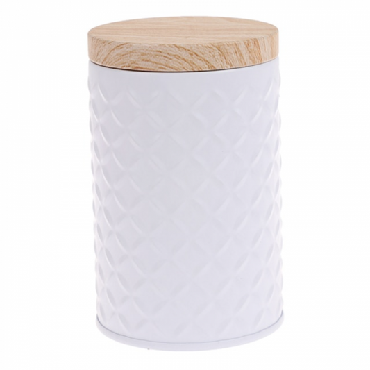Cajita De Lata Almacenamiento Metal Sólido Organizador Decorativo Blanco